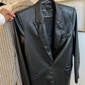 Zara Faux Leather Blazer